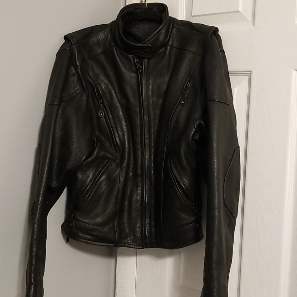 Women's leather motorcycle jacket